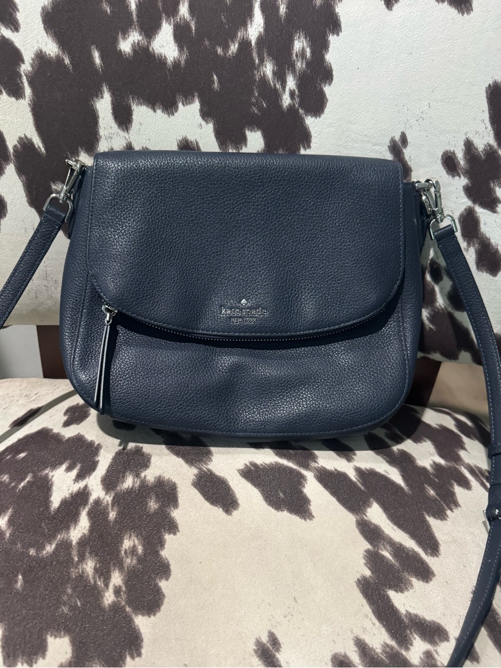 kate spade Navy Pebbled Leather Crossbody